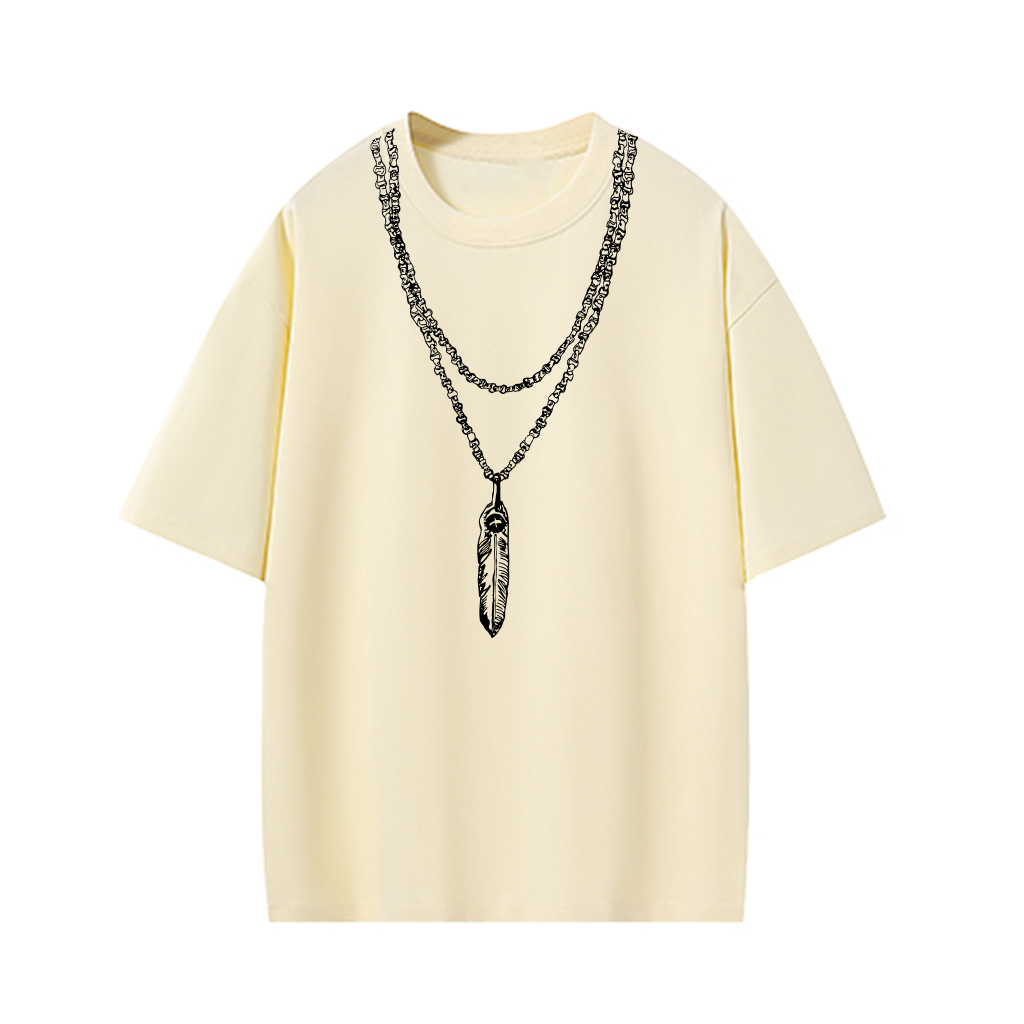 ZeitStitch Twin-Chain Feather Illusion Tee - Image 5