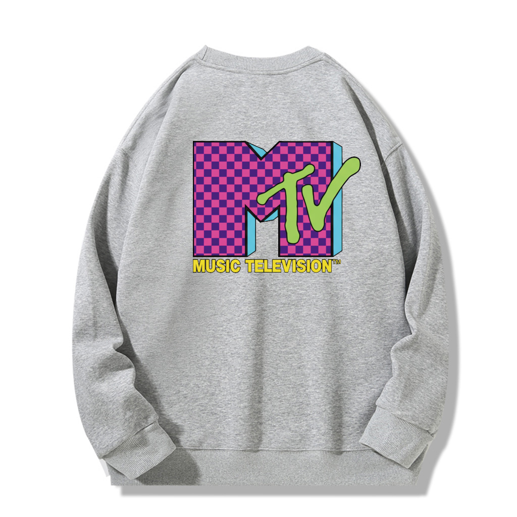 ZeitStitch Neon Check MTV Backprint Crewneck - Image 3