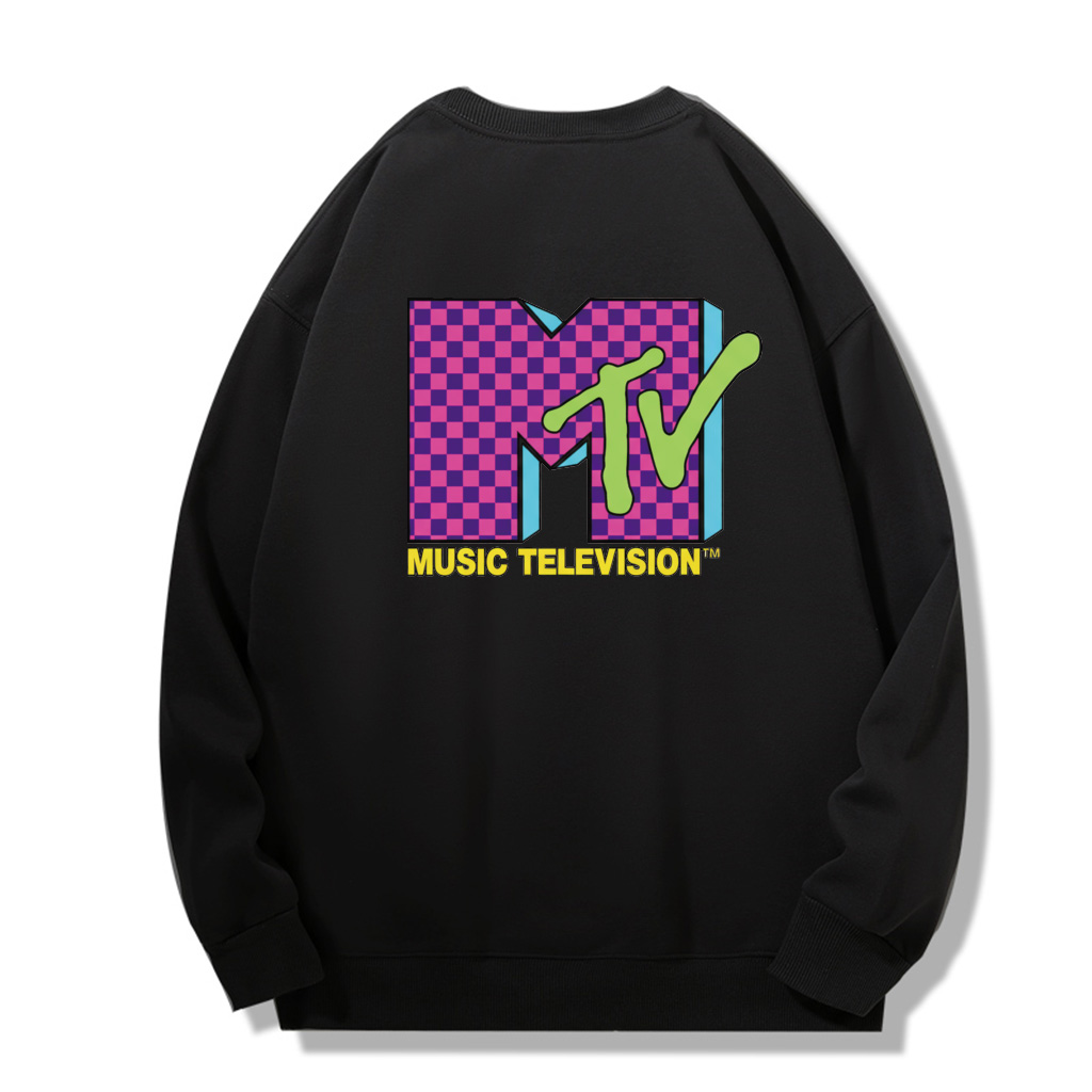 ZeitStitch Neon Check MTV Backprint Crewneck - Image 2
