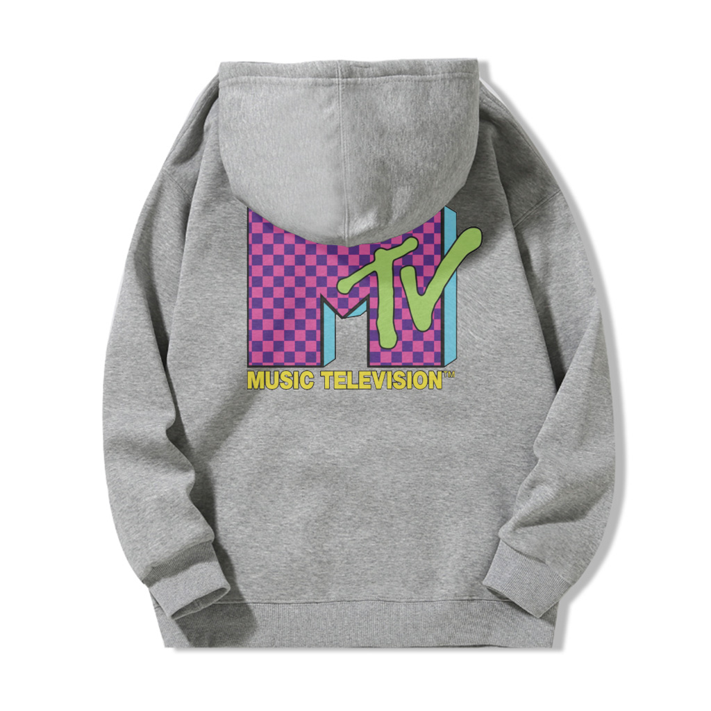 ZeitStitch Neon Check MTV Backprint Hoodie - Image 3