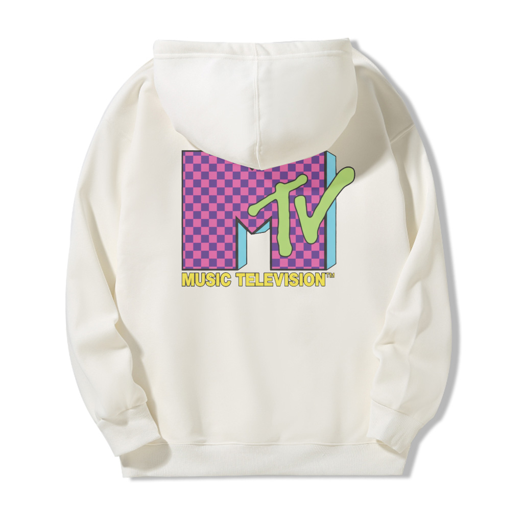 ZeitStitch Neon Check MTV Backprint Hoodie
