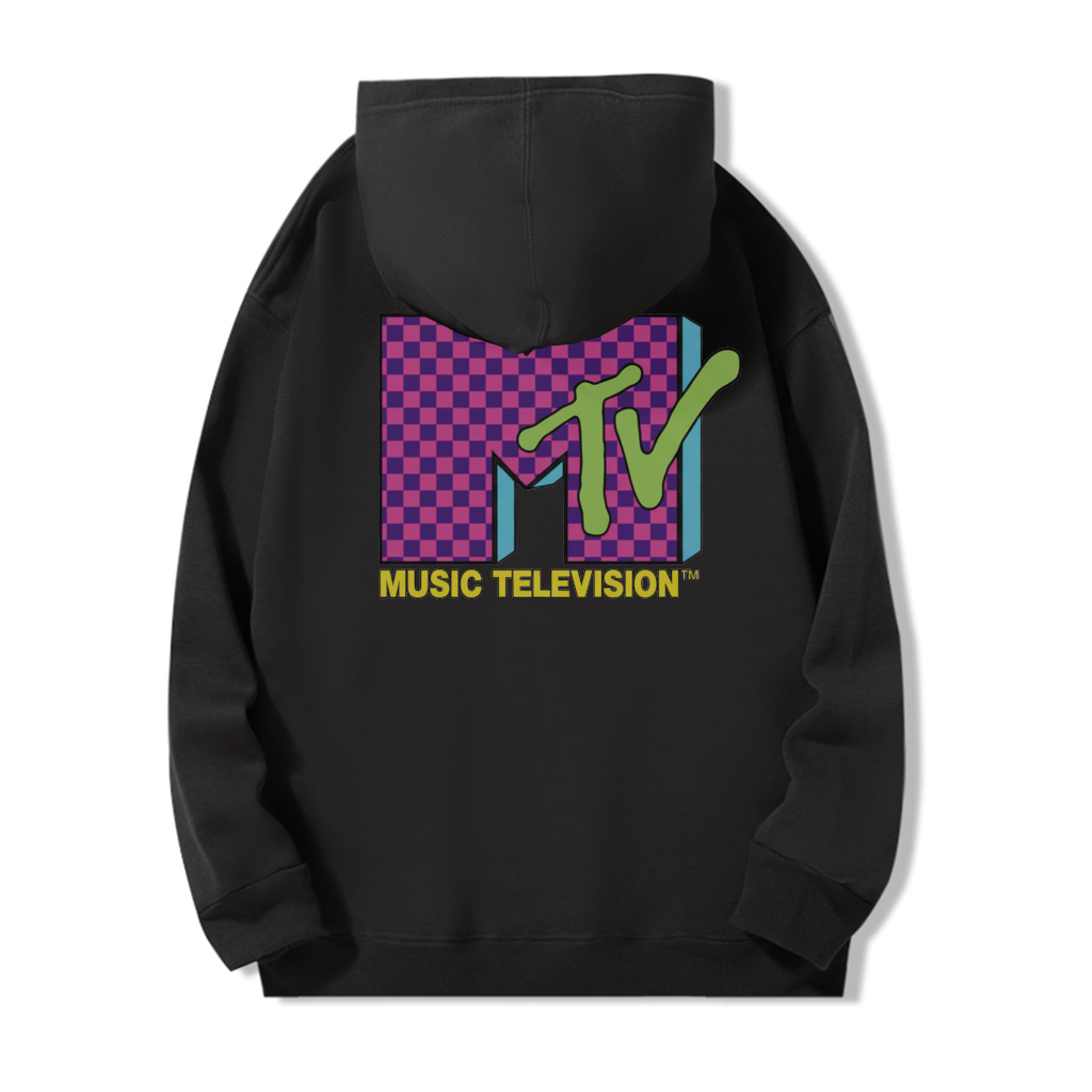ZeitStitch Neon Check MTV Backprint Hoodie - Image 2