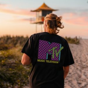 ZeitStitch Neon Check MTV Backprint Tee