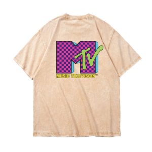 ZeitStitch Neon Check MTV Vintage-Wash Tee
