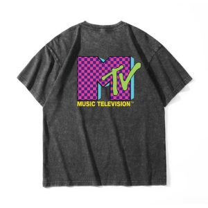 ZeitStitch Neon Check MTV Vintage-Wash Tee
