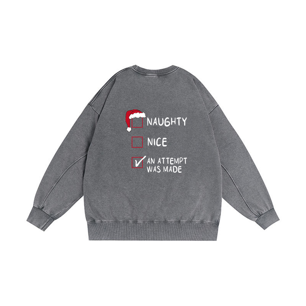 ZeitStitch “An Attempt Was Made” Santa Checklist Washed Crewneck - Image 7