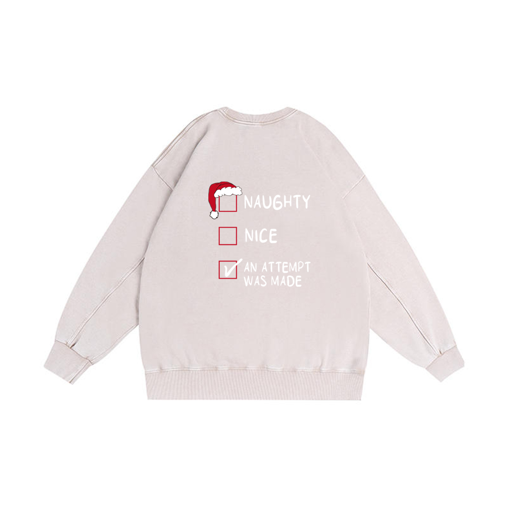 ZeitStitch “An Attempt Was Made” Santa Checklist Washed Crewneck - Image 3