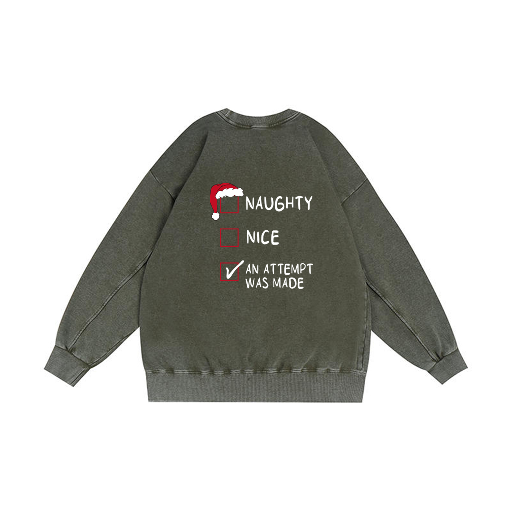 ZeitStitch “An Attempt Was Made” Santa Checklist Washed Crewneck - Image 5
