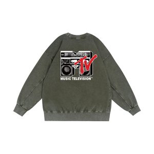 ZeitStitch MTV Boombox Pigment-Dye Crewneck