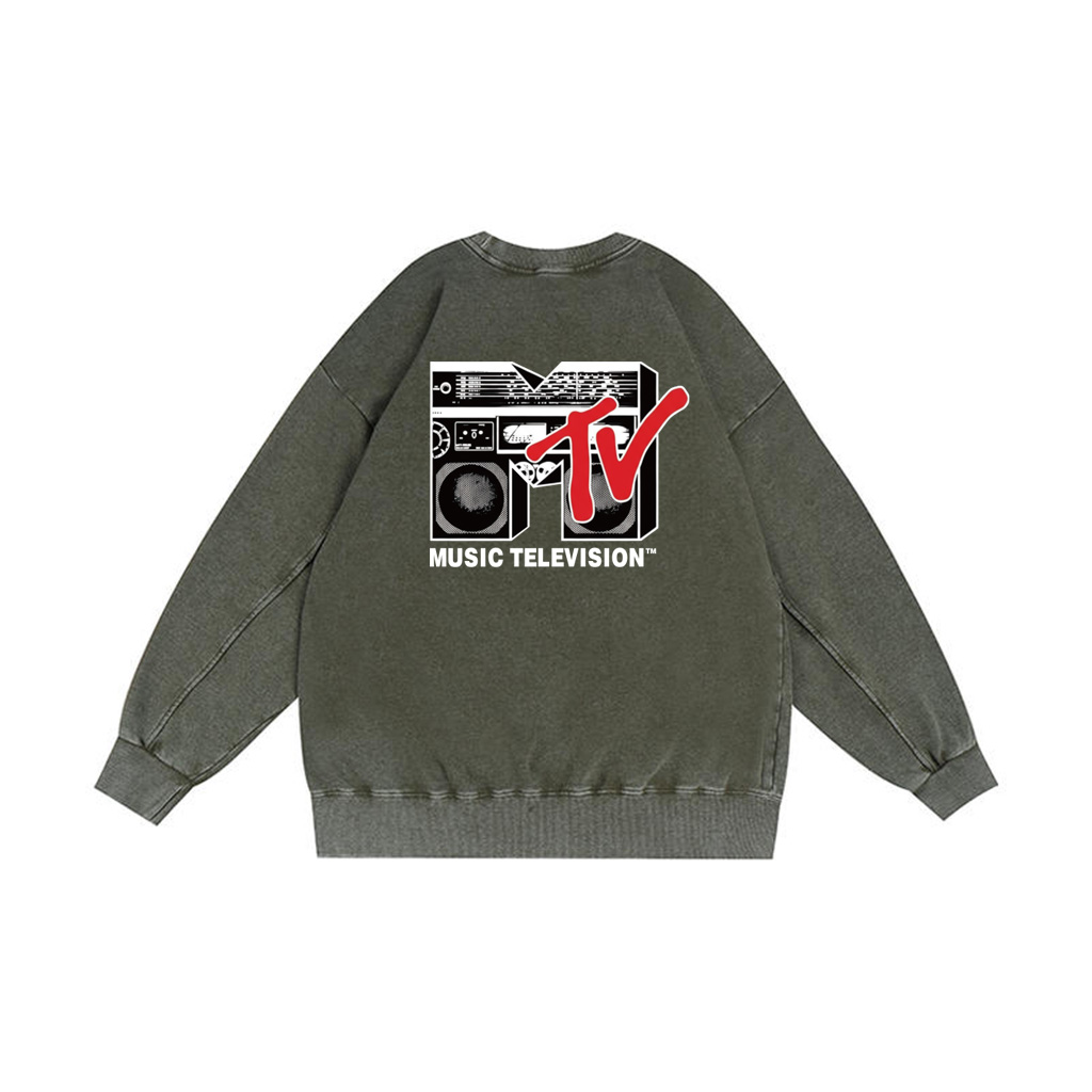 ZeitStitch MTV Boombox Pigment-Dye Crewneck - Image 2