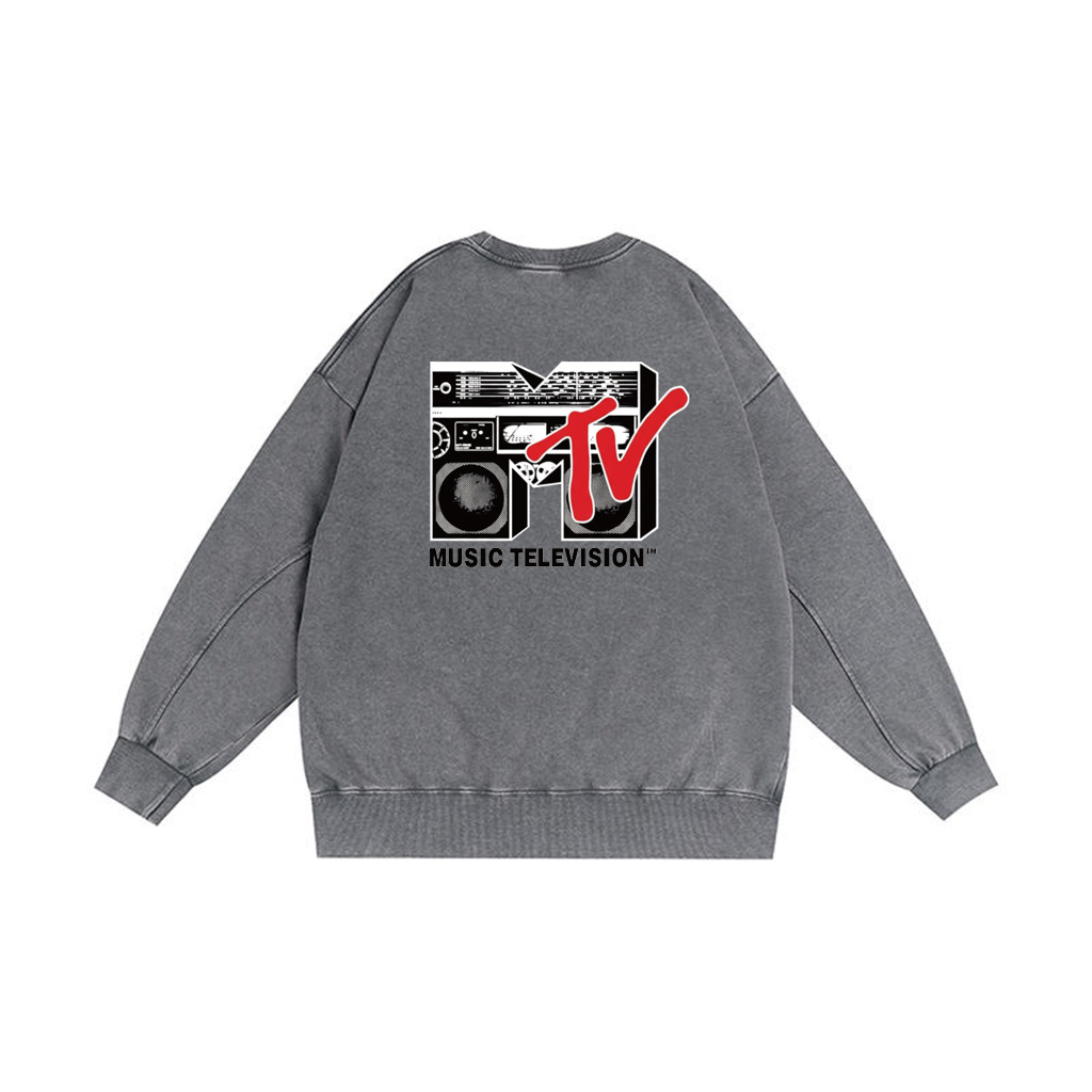 ZeitStitch MTV Boombox Pigment-Dye Crewneck - Image 3