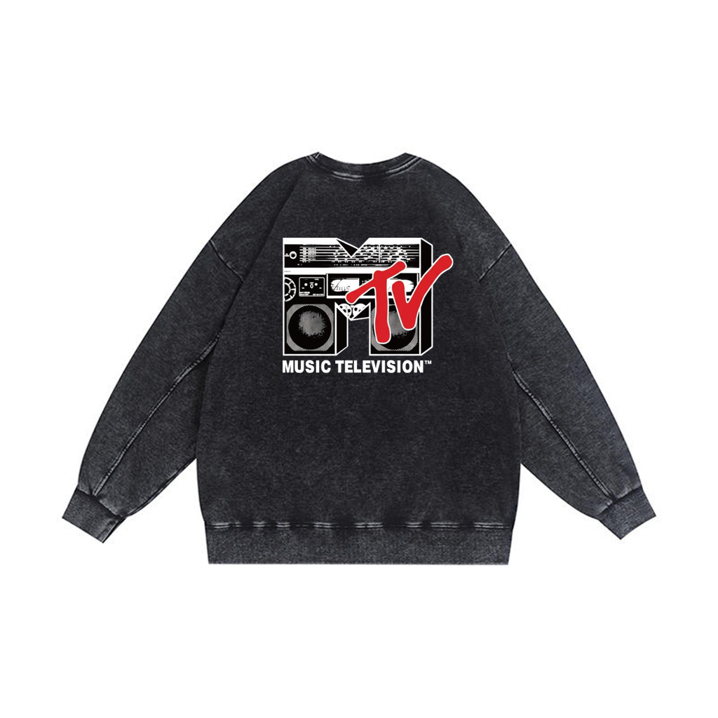 ZeitStitch MTV Boombox Pigment-Dye Crewneck - Image 4