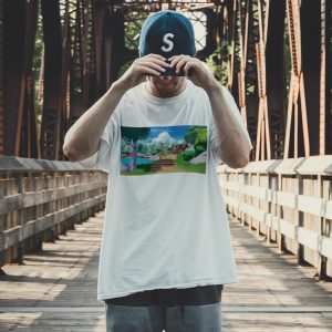 ZeitStitch Anime Lakeside Village Graphic Tee